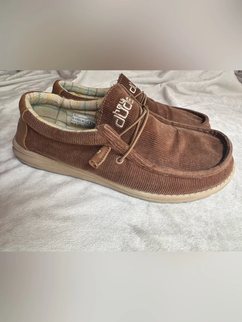 Hey Dude Men's Brown Corduroy Slip-On Loafers